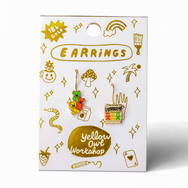 Yellow Owl Workshop - Gummy Bear Drop Earrings | Mismatched Gold Dangle Earrings