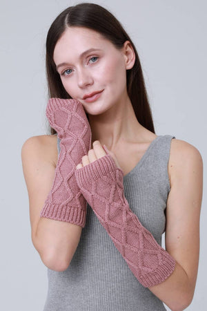 Leto Accessories - Thermal Knit Arm Sleeves – 3D Textured Winter Arm Warmers: Black