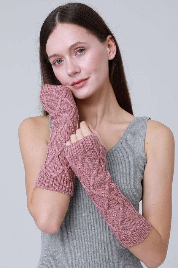 Leto Accessories - Thermal Knit Arm Sleeves – 3D Textured Winter Arm Warmers: Mocha