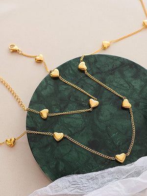 Flânerie by MAIQ - Vivre 18K Gold Non-Tarnish Petite Heart Bracelet, Necklace: Yellow Gold / Necklace