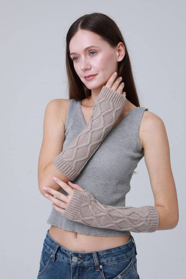 Leto Accessories - Thermal Knit Arm Sleeves – 3D Textured Winter Arm Warmers: Mocha