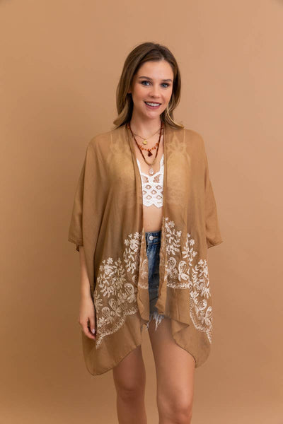 Boho Chic Floral Embroidered Kimono | Stitch Detail 🌼