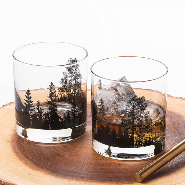 Black Lantern - Forest Landscape Whiskey Glasses