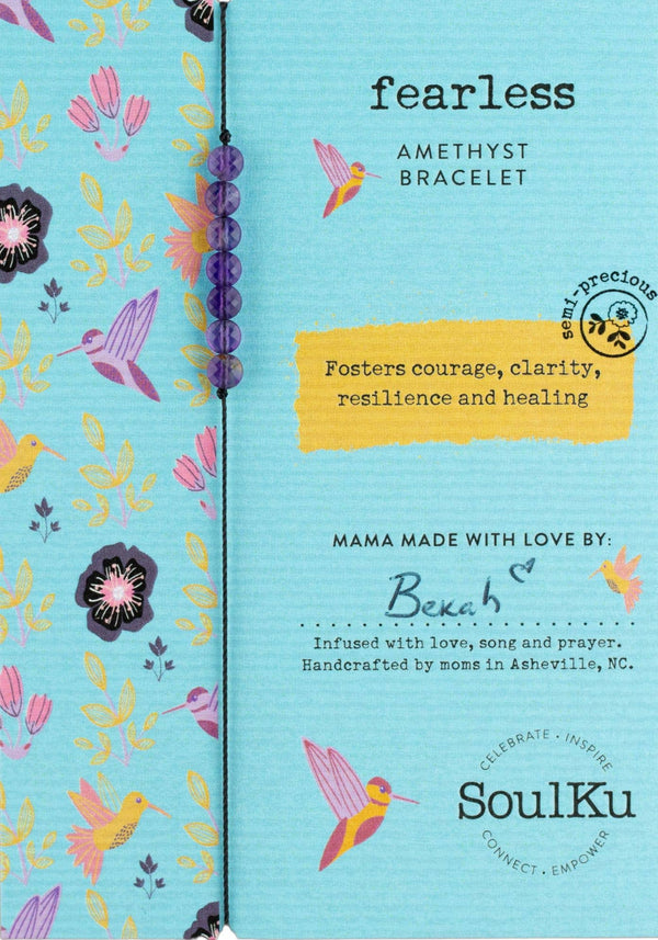 SoulKu - Amethyst Hummingbird Adjustable Bracelet for Fearless