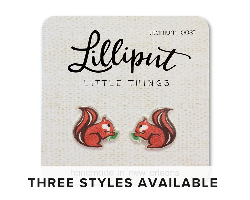 Squirrel Earrings: Red