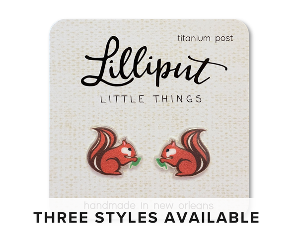 Squirrel Earrings: Red