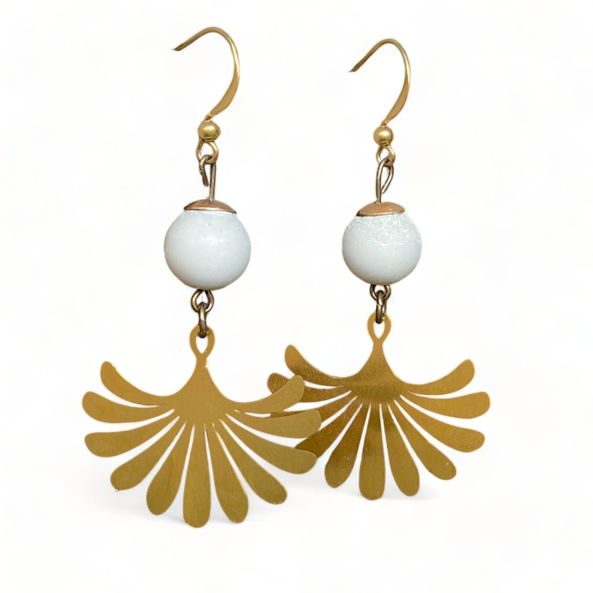 Concrete + Brass Flower Earrings