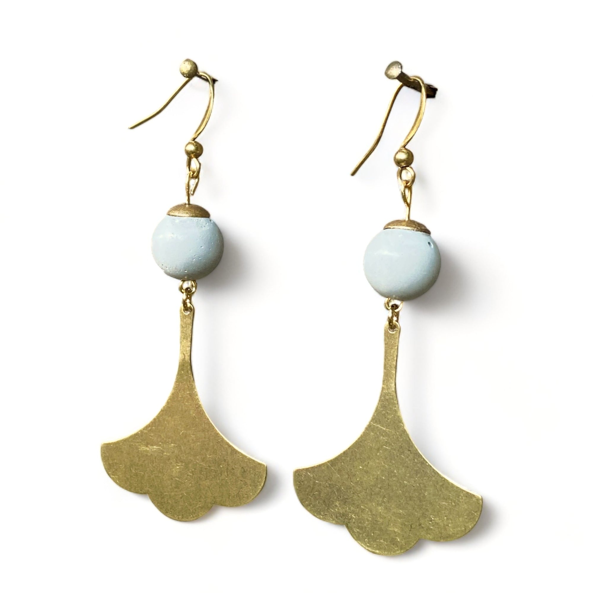 Concrete + Brass Gingko Earrings