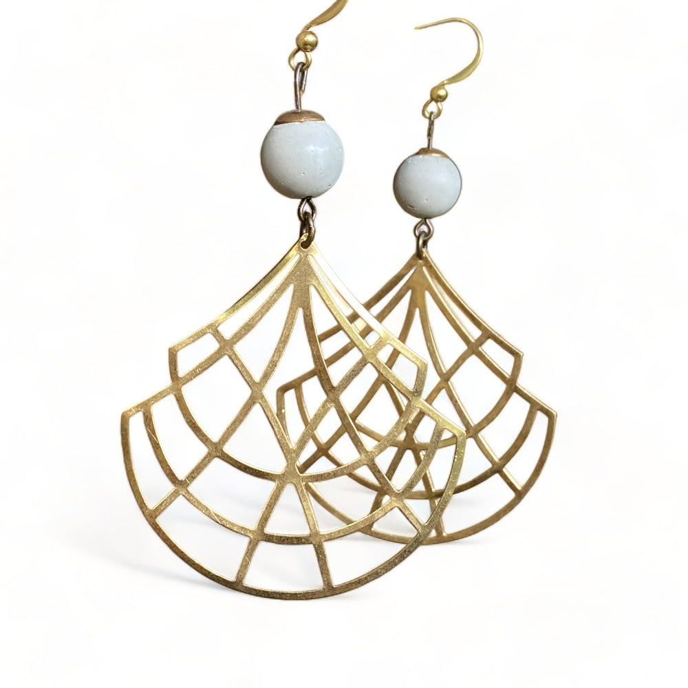 Concrete + Brass Geometric Earrings