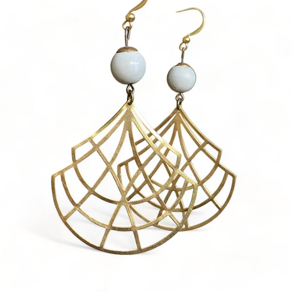 Concrete + Brass Geometric Earrings