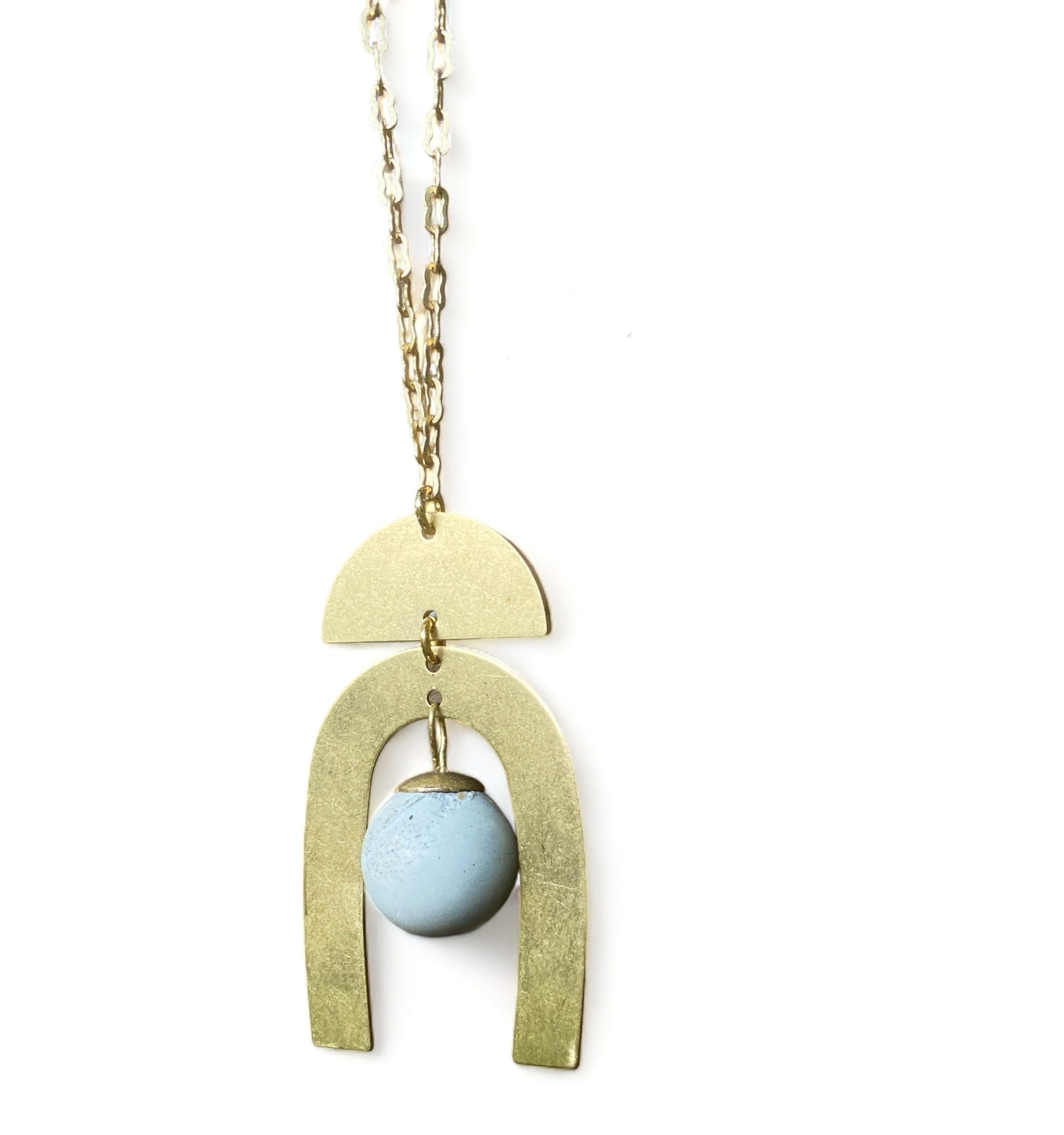 Concrete + Brass Modern Necklace III