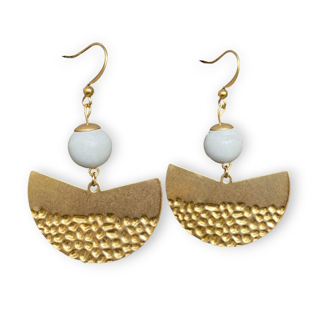 Concrete + Brass Fan Earrings