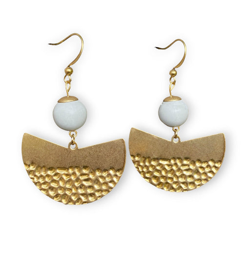Concrete + Brass Fan Earrings