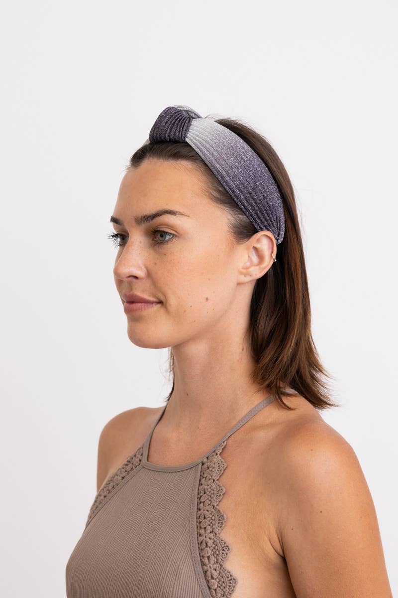 Pleated Shimmery Metallic Ombre Knotted Headband