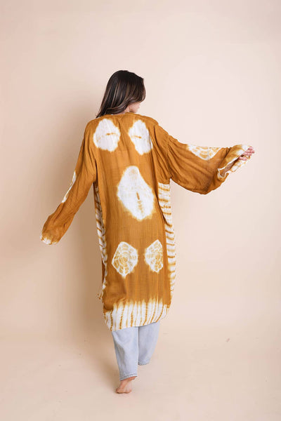 Boho Vibes Tie-Dye Longline Wrap Kimono
