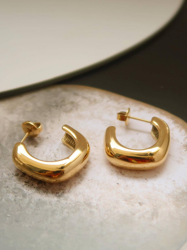 Demi Gold Non-Tarnish Classic C Hoop Earring