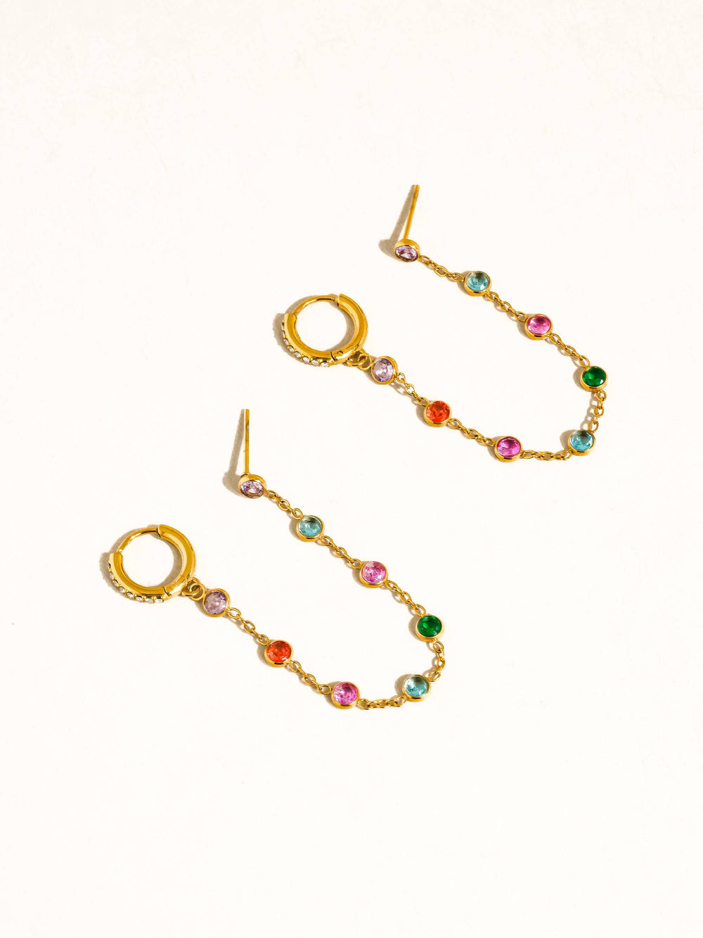 Flânerie by MAIQ - Daffira 18K Gold Non-Tarnish Crystal Chain Link Earrings