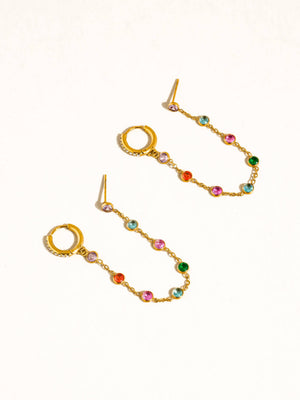 Flânerie by MAIQ - Daffira 18K Gold Non-Tarnish Crystal Chain Link Earrings