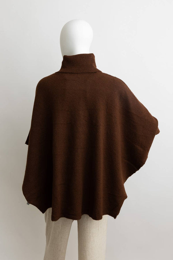 Grey Eco Friendly Turtleneck Poncho
