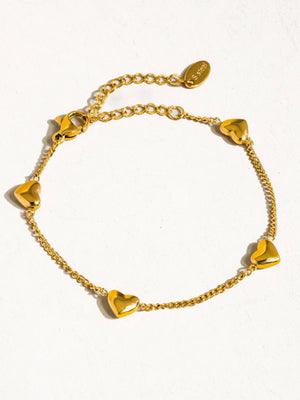 Flânerie by MAIQ - Vivre 18K Gold Non-Tarnish Petite Heart Bracelet, Necklace: Yellow Gold / Necklace