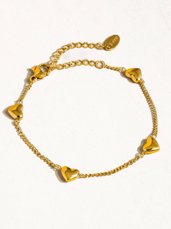 Flânerie by MAIQ - Vivre 18K Gold Non-Tarnish Petite Heart Bracelet, Necklace: Yellow Gold / Necklace
