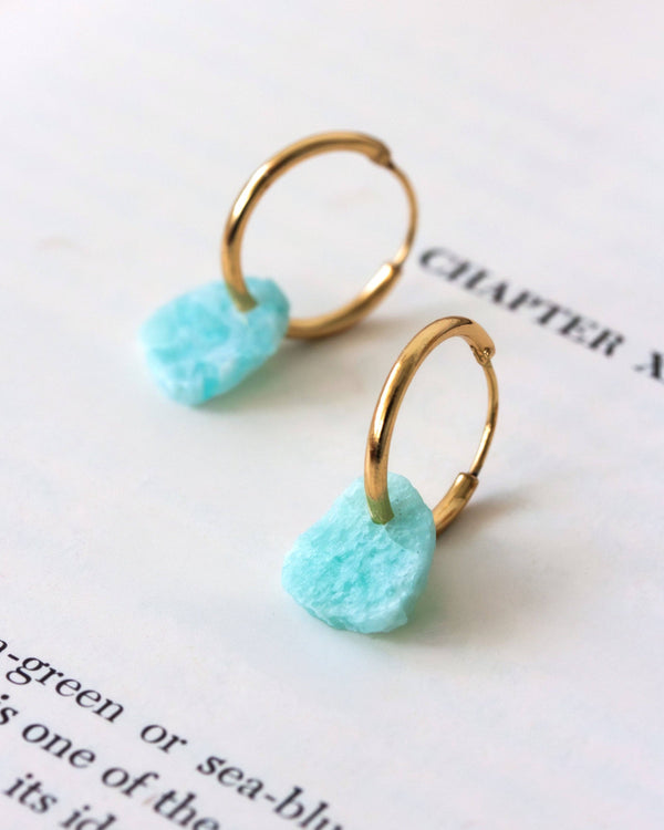 Bare Mineral Hoop Earring - Amazonite