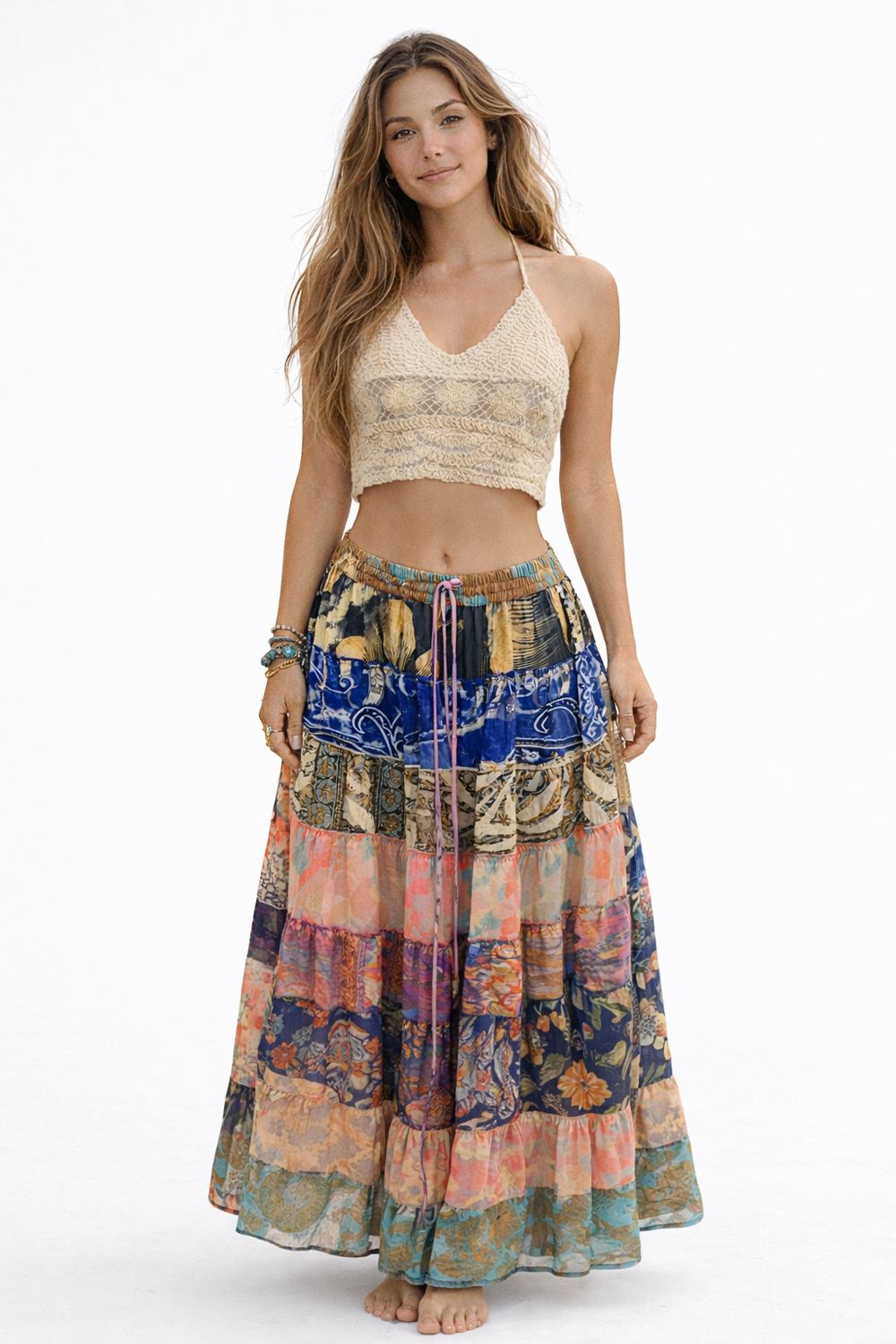 Patchwork Boho Maxi Skirt