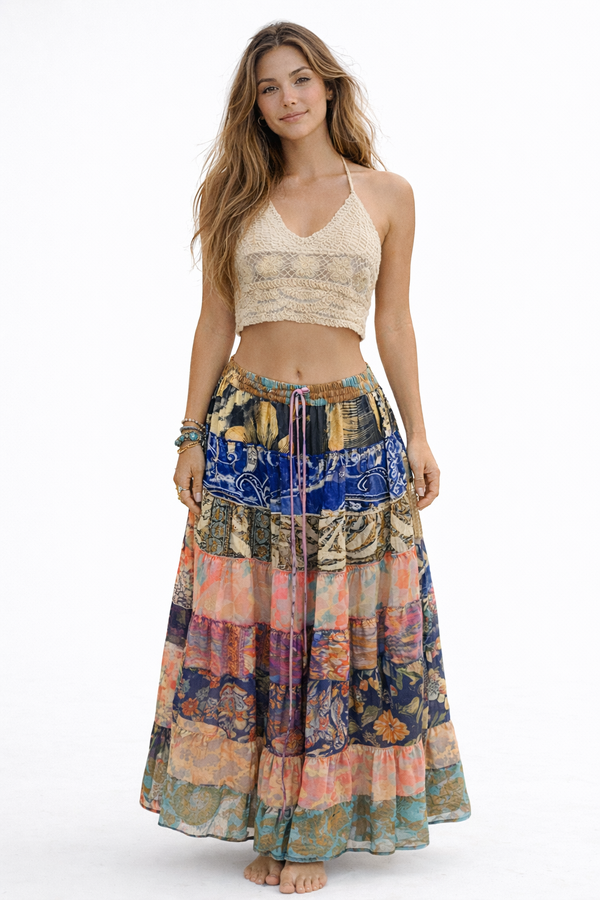 Patchwork Boho Maxi Skirt