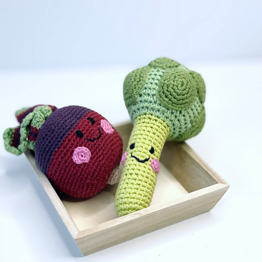 Happy Broccoli Crocheted Baby Rattle