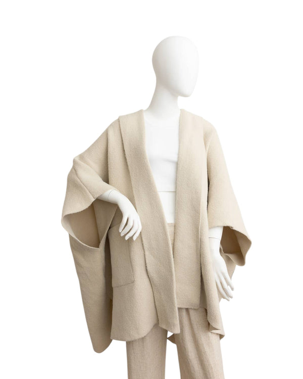 Ecru Hooded Ruana