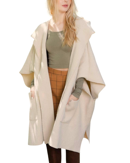 Ecru Hooded Ruana