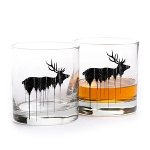 Black Lantern - Elk Above Tree Line Whiskey Glasses