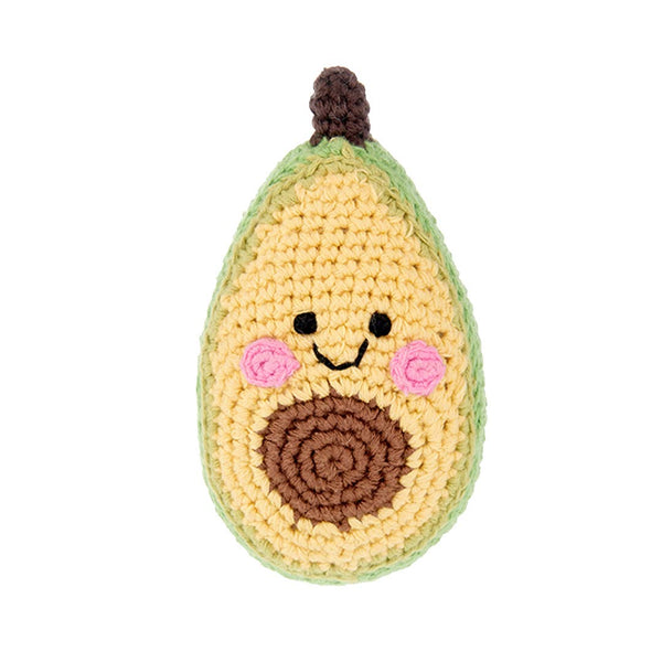 Pebble - Avocado Baby Rattle – Handmade Organic Cotton Sensory Toy