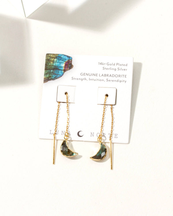 Labradorite Eclipse Threader Earrings