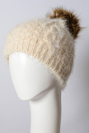 Cable Knit Pom Pom Beanie