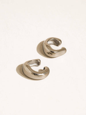 Bronte Silver Non-Tarnish Chunky C Ear Cuff