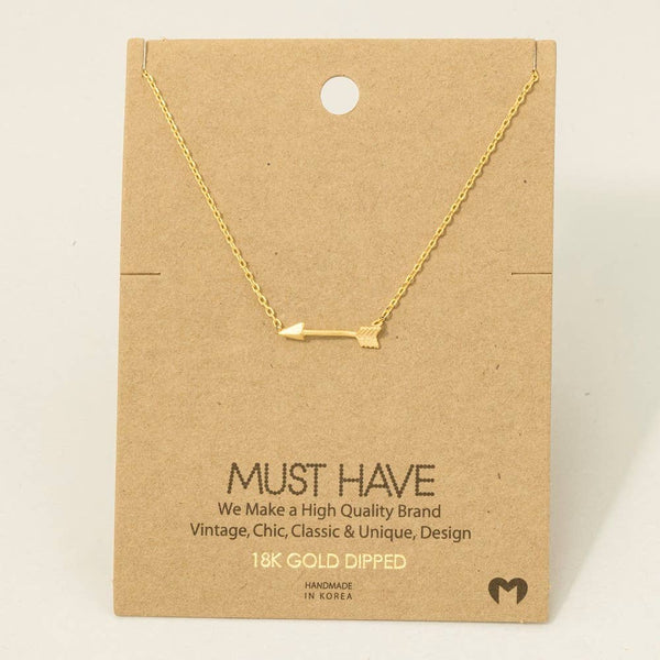 Fame Accessories - Gold Dipped Love Arrow Pendant Necklace