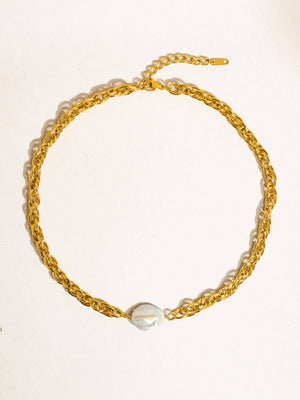 Lo'an Non-Tarnish Bold Pearl Chain Necklace