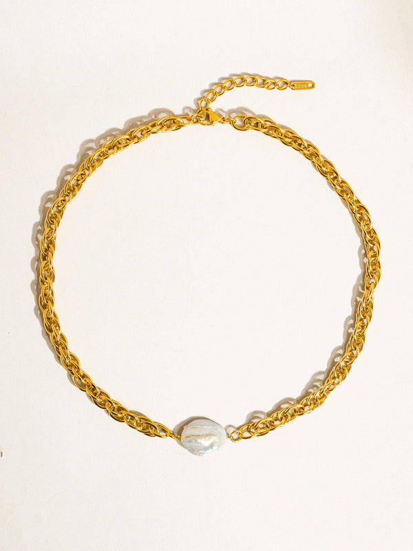 Lo'an Non-Tarnish Bold Pearl Chain Necklace