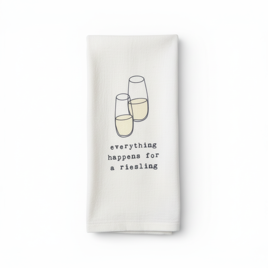 Tea Towel - Everything happens for a riesling
