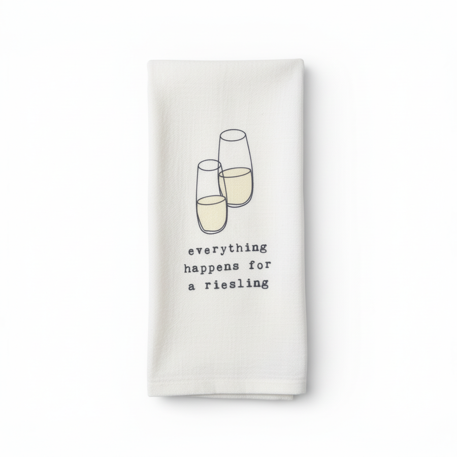 Tea Towel - Everything happens for a riesling