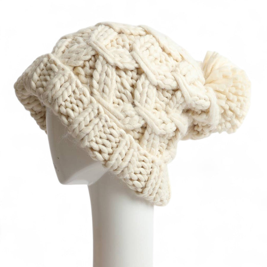 Cream Oversized Chunky Knit Beanie