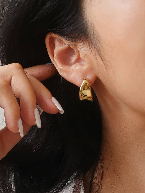 Ninelle Gold Non-Tarnish Sculpted Wave Hoop Earrings