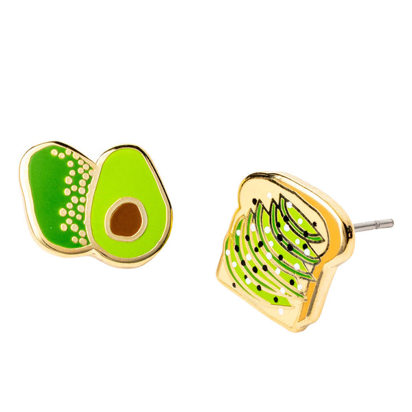 Yellow Owl Workshop - Avocado Toast Earrings | Foodie Mismatched Gold Studs