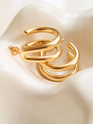 Lucille Non-Tarnish Double C Hoop Earring