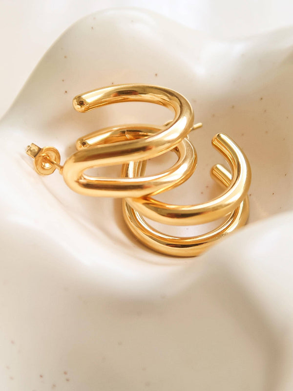 Lucille Non-Tarnish Double C Hoop Earring
