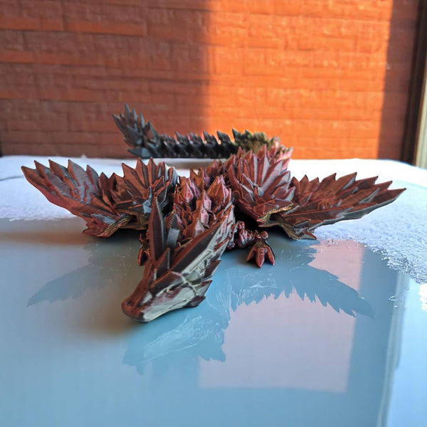 PowerTRC 3D Print - 3D Printed Articulated Crystal Dragon with Wings (Large)