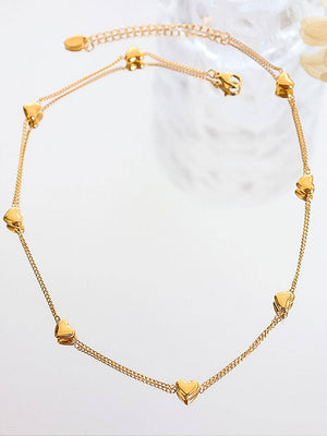 Flânerie by MAIQ - Vivre 18K Gold Non-Tarnish Petite Heart Bracelet, Necklace: Yellow Gold / Necklace