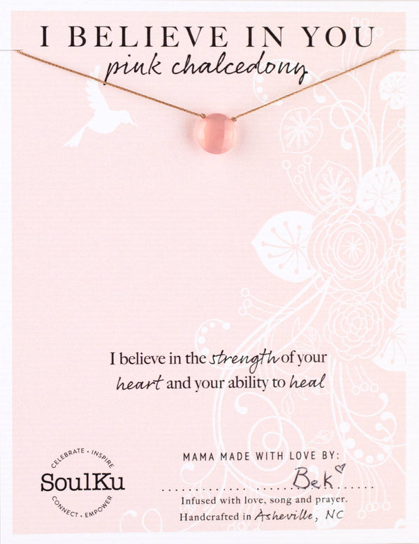 SoulKu - Pink Chalcedony Beam Necklace for I Believe in You