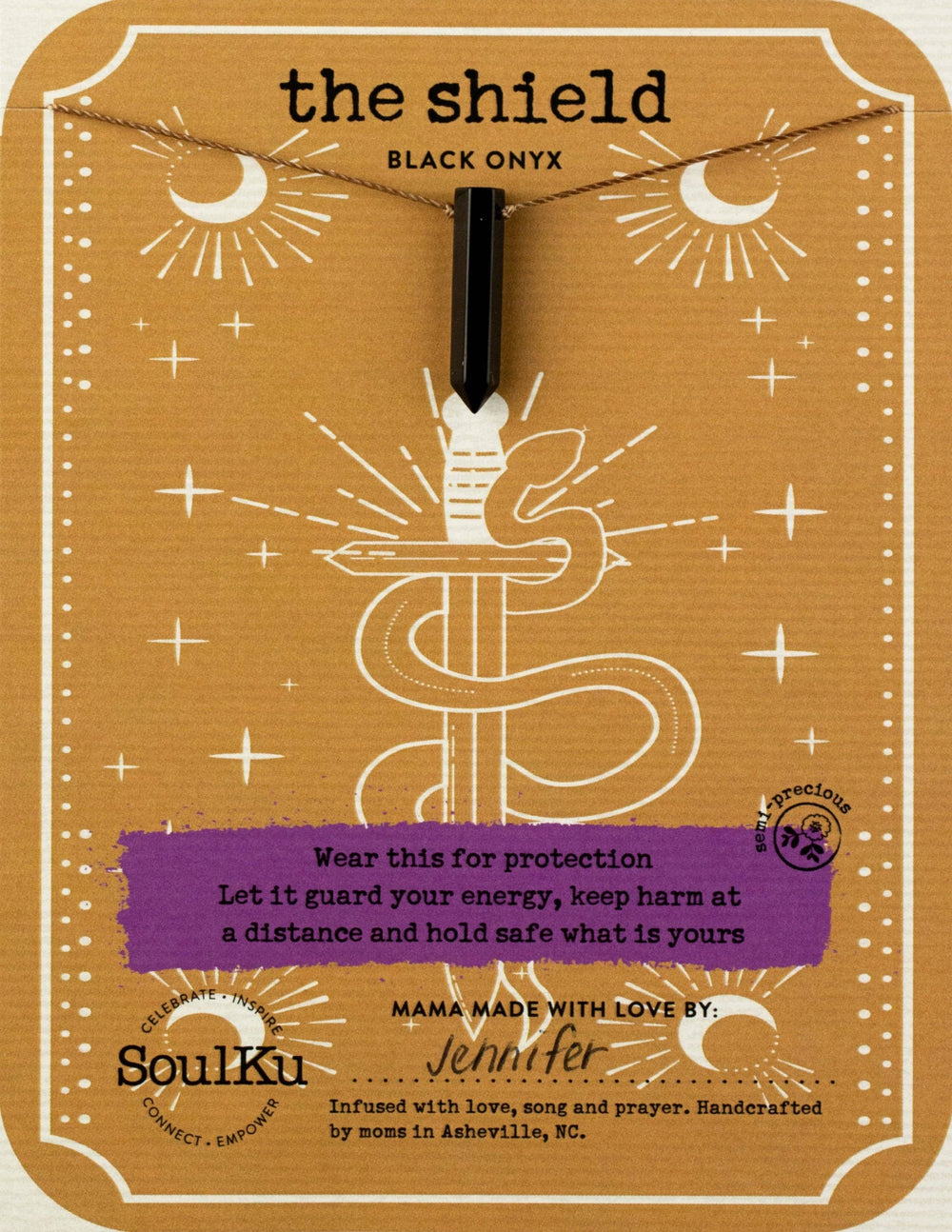 SoulKu - Black Onyx Tarot Necklace for The Shield